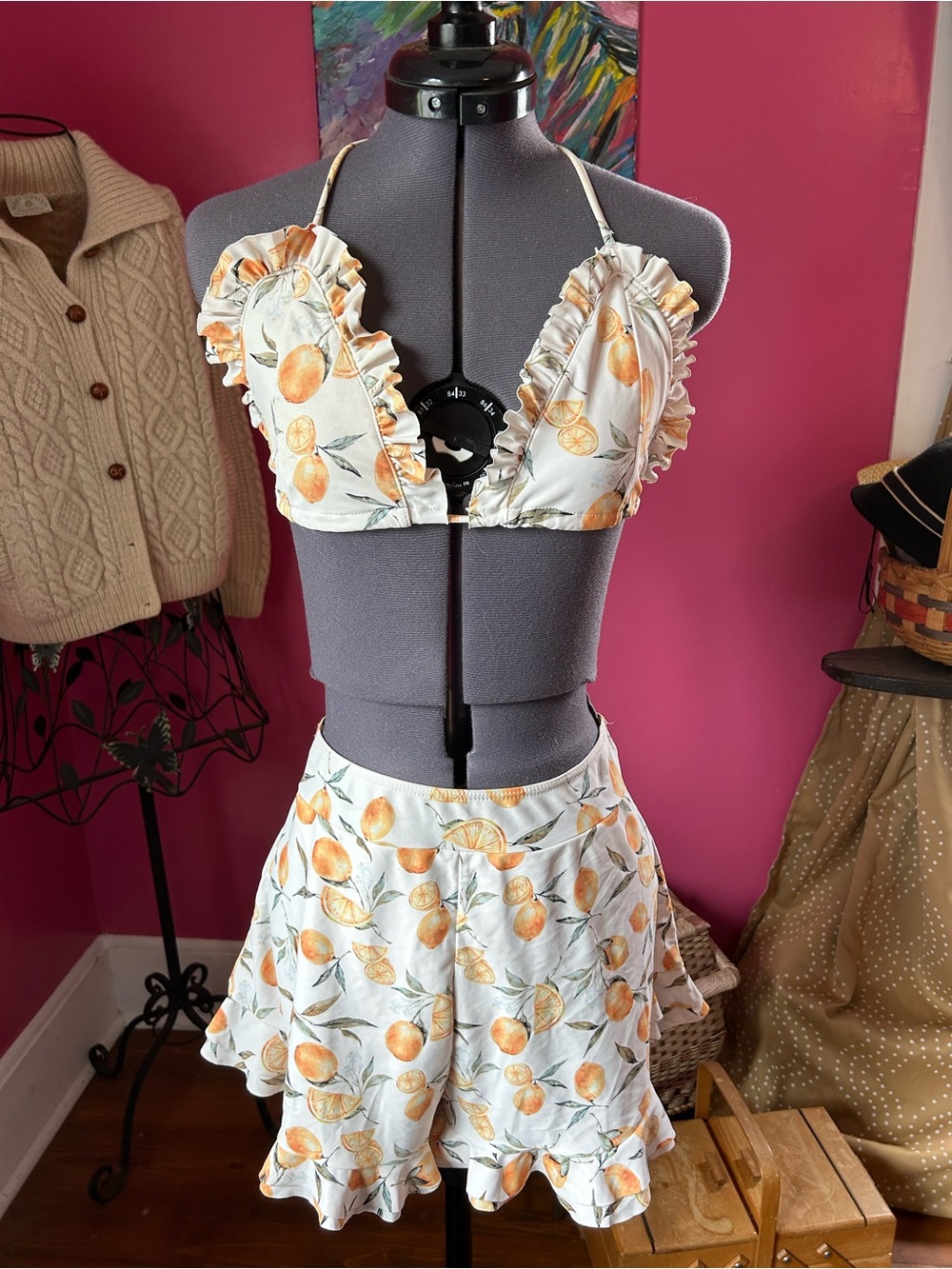 Citrus Ruffle Bikini Top & Skirt Set